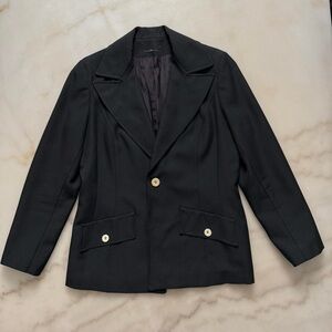 Vintage Black Polyester Silk Lined Blazer Jacket
